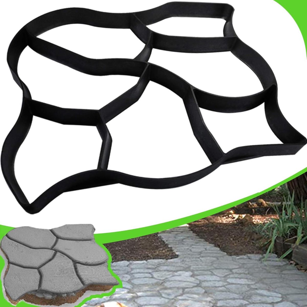 Betonnen Pad Vorm - Loopbrug Mal Stepping Stone - Tuinpad Maken - Herbruikbaar Polypropyleen - 60 x 50 cm - Zwart
