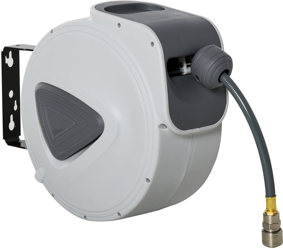 1 stuk - Tuinslangen - Wandslangenbox - Automatische slanghaspel – 20 m + 194 cm – Φ 1/4-inch aansluiting – Wandmontage – 180° draaibaar – Grijs