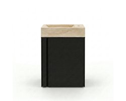 FugaFlow Eccelente Arredo Toiletmeubelset - 40x65cm - 1 deur - 1 kraangat - rechts - fontein travertine - mat zwart