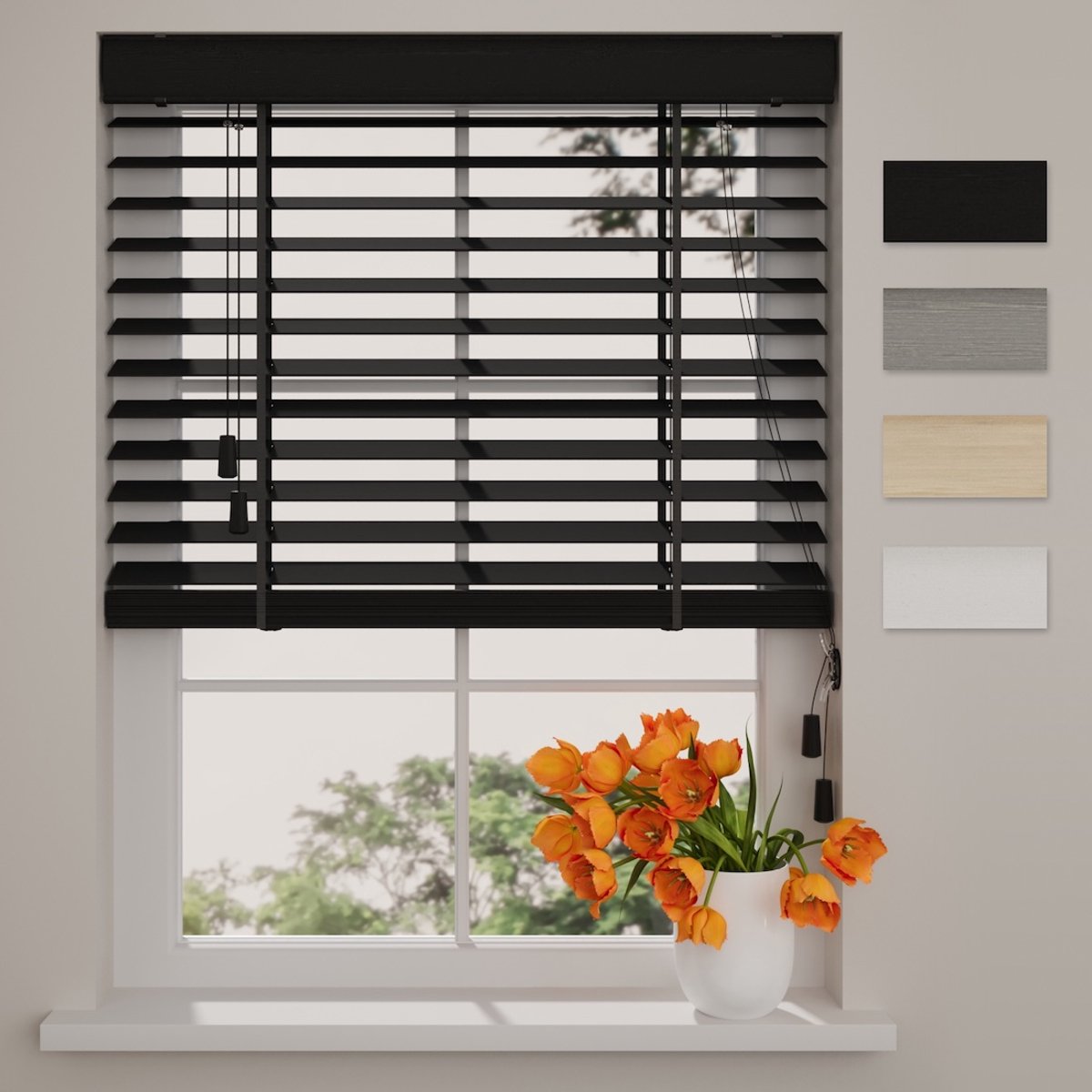 Bamboe Houten Jaloezie Easy - 50 mm - Black - 120 x 175