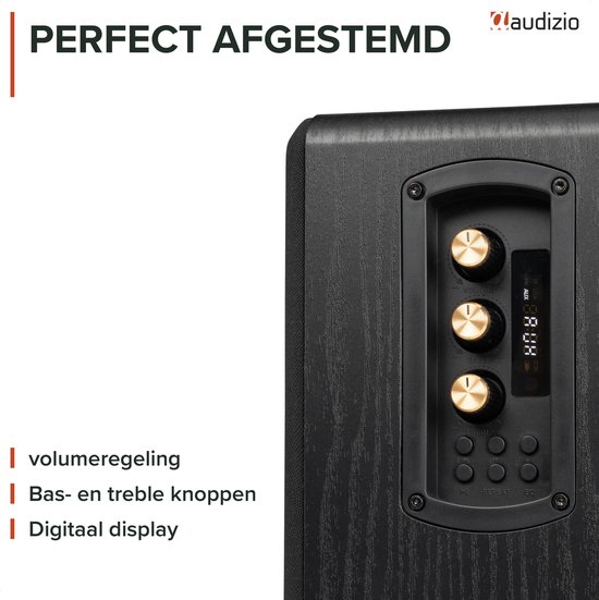 Boekenplank speakers - Audizio BS10 actieve speakerset - HiFi speakers met Bluetooth - 80W - Zwart van Merkloos — afbeelding 5