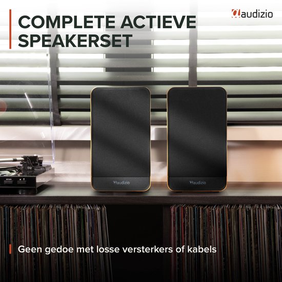 Boekenplank speakers - Audizio BS10 actieve speakerset - HiFi speakers met Bluetooth - 80W - Bamboe — afbeelding 3