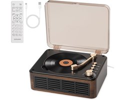 Bluetooth CD Speler - Ondersteuning voor CD/Bluetooth/MicroSD-kaart/USB/AUX - Ingebouwde Speaker - Bruin