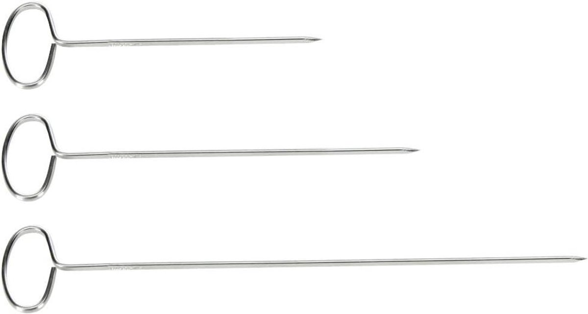 Spiesjes Set - Vlees Spiesen - BBQ Bereiding - Roestvrij Staal - 20 cm - Zilverkleurig