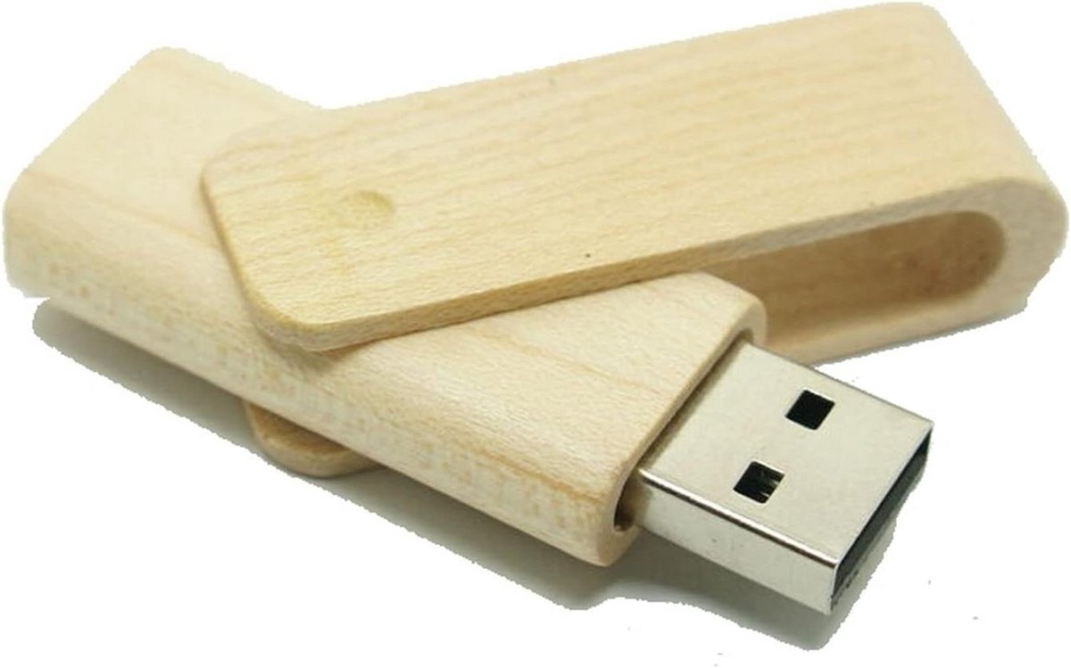 USB-stick Bamboe - Houten Geheugenstick - Data Opslaan - Uitklapmodel - 16 GB - Bruin