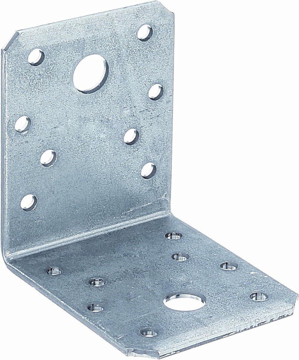 Hoekverbinder Set - Metaal Bevestiger - Houtverbindingen Maken - Sendzimir Verzinkt - 70 x 70 x 55 mm - Zilverkleurig