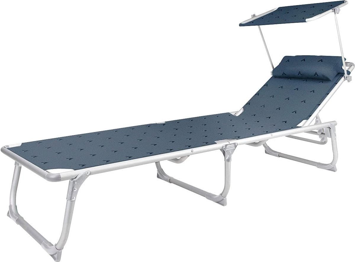 Loungebank met Zonnescherm - Ligstoel Tuin - Ontspannen in de tuin - Verstelbaar in 5 posities