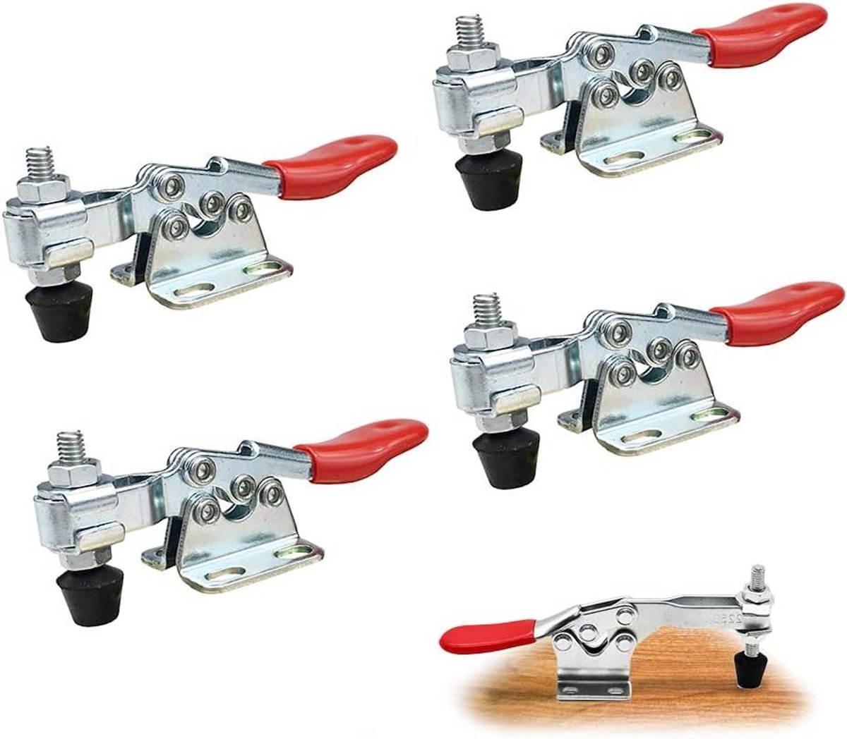 Kniehendelspanners - Spanhendels Klemmen - Werkstukken Klemmen - Compact Ontwerp - 4 stuks - Rood