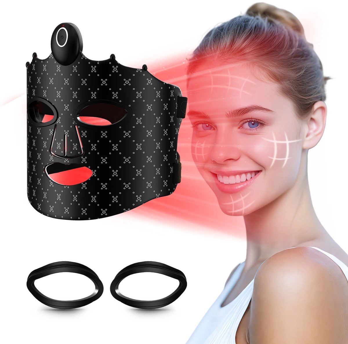 ACEP LED Roodlichttherapie - Infraroodlamp - Infrarood masker - Lichttherapie lamp - Lichttherapie - Rood licht - Anti age - Massage stand - Zwart