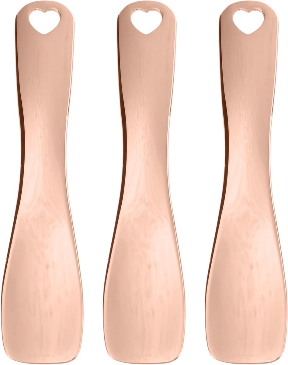 Set van 3 metalen crèmespatels voor gezichtsmassage en make-upapplicatie in roségoud