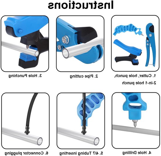 Druppelirrigatie Set - Bevattingssysteem Hulpmiddelen - Tuin Bewateren - 2-in-1 Ontwerp - 115 Pluggen - Blauw Zwart — afbeelding 3