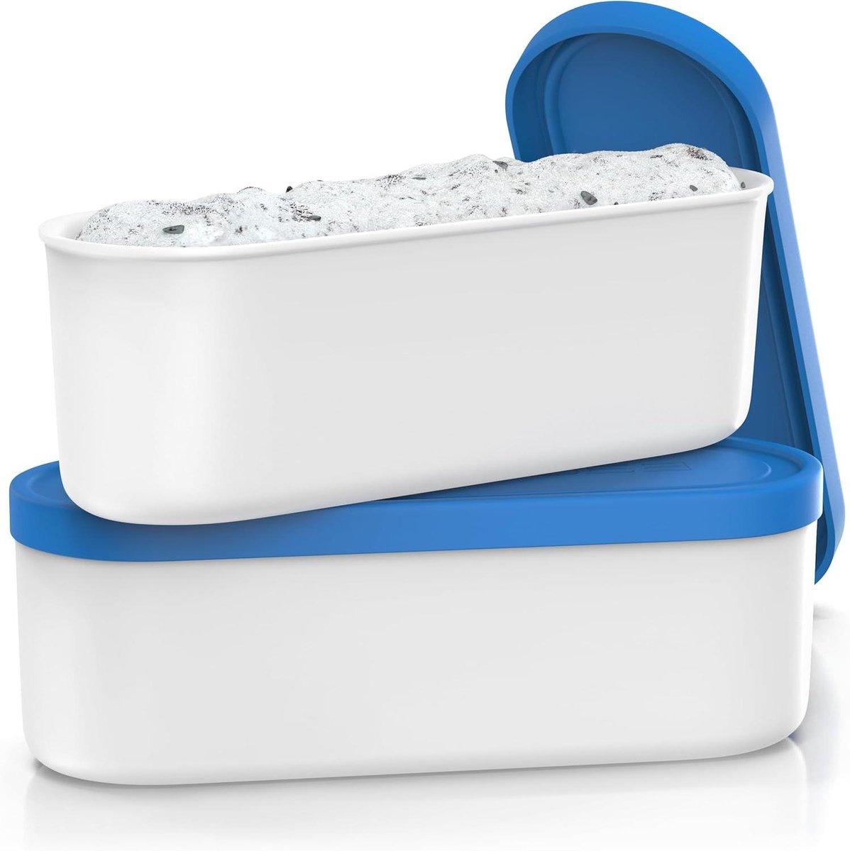 IJsbak - Vriezer container - Zelf ijs maken - Luchtdichte deksel - 2 liter (set van 2) - Blauw