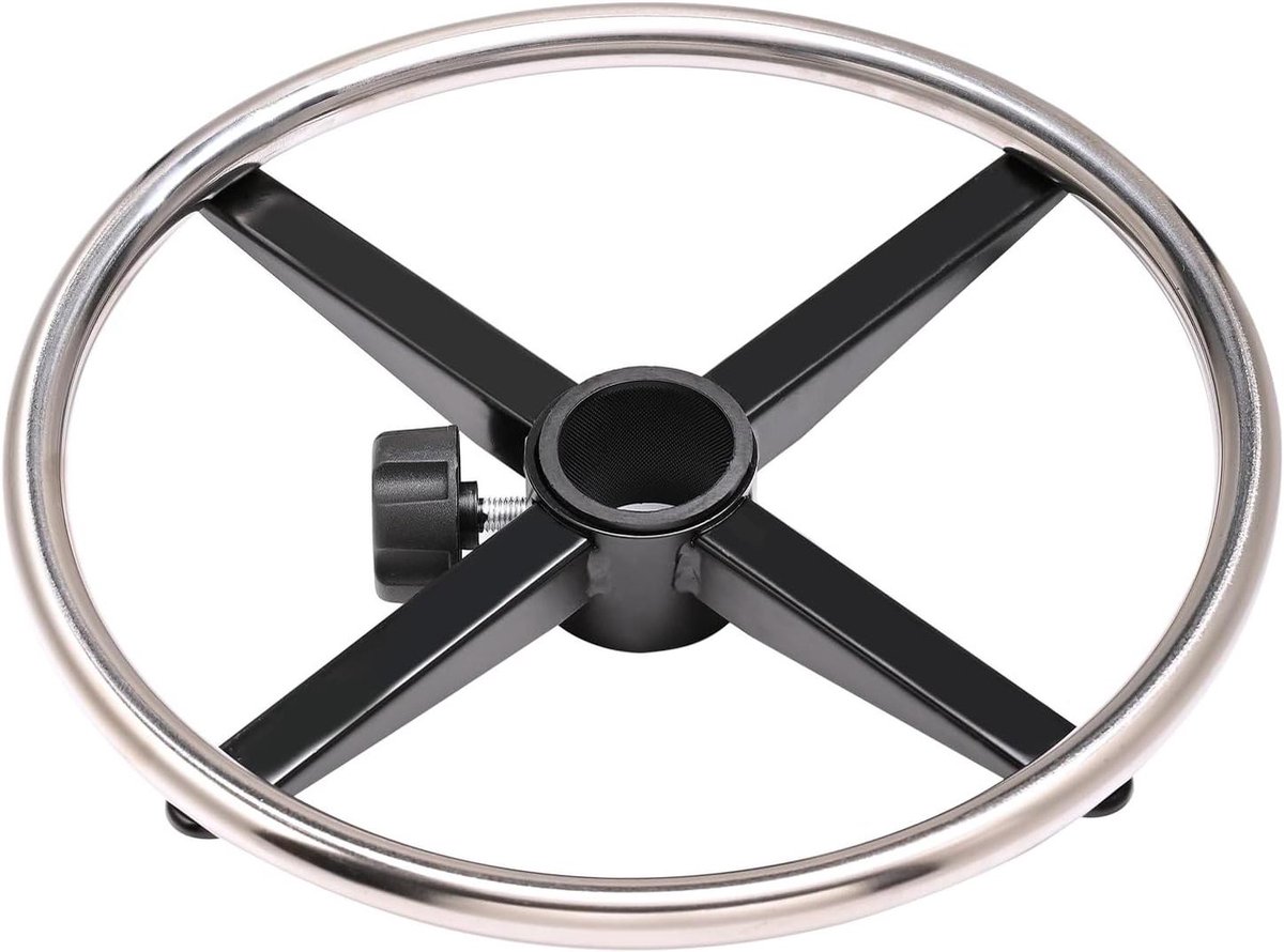 Voetsteun Ring - Voetring Kruk - Comfort Zitten - Roestvrij Staal - 45 cm Diameter - Zilver