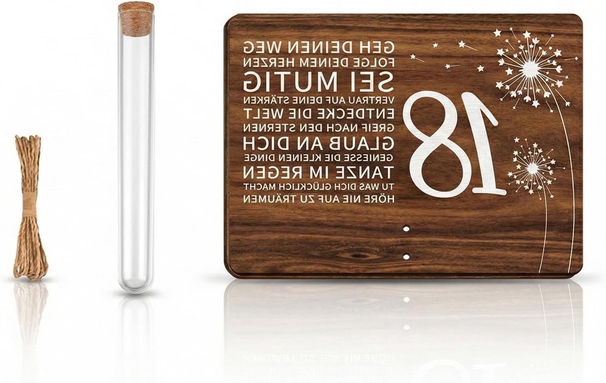 Cadeaus voor 18e Verjaardag, Creatief Geldgeschenk met Houten Verjaardagskaart en Envelop, Uniek Herinneringsgeschenk voor Jongeren, Perfect voor Verjaardagsfeest en Volwassen Worden