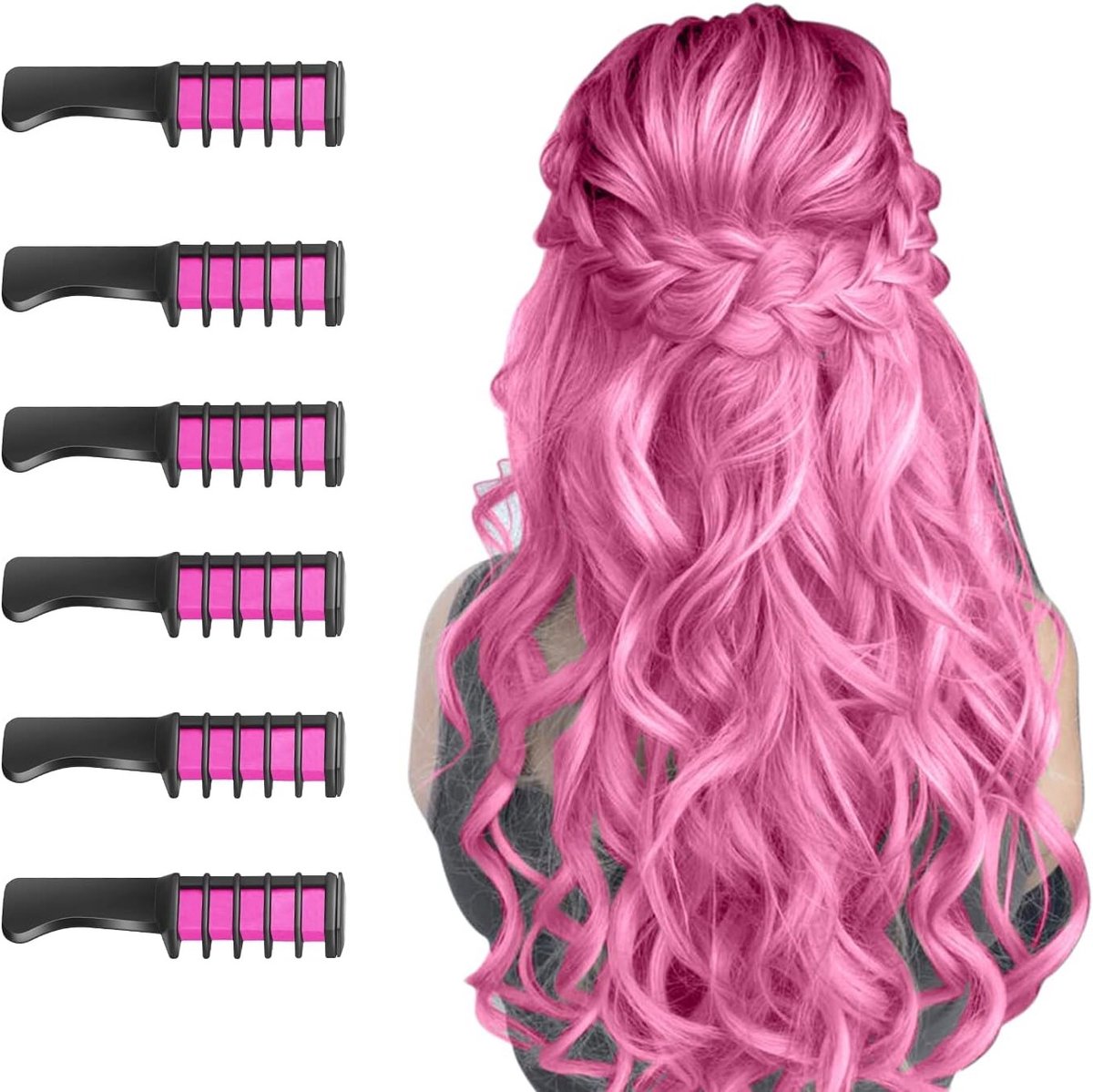 Haarkrijt voor Kinderen - 6 Stuks Roze - Tijdelijke Haarkleurverf - Cadeau voor Meisjes - Veilig en Niet-Toxisch - Perfect voor Feestjes