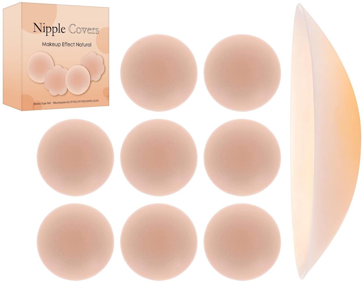 Allecto - Herbruikbare tepelafdekkingen - Onzichtbaar - Zelfklevend - Roze - Siliconen kleefpads - Comfortabel en discreet - Geschikt voor dames - ...