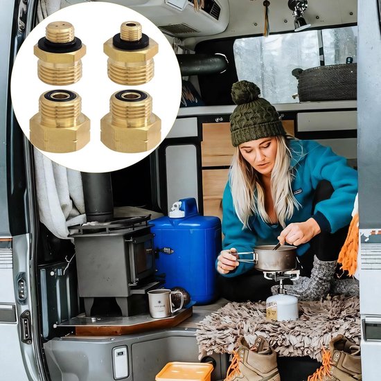Allecto - 4-delige Gas Adapter Set - Aansluitadapter voor Gasflessen - Geel - Geschikt voor Cilinders en Apparatuur - Veilig en Betrouwbaar - Buite... — afbeelding 5