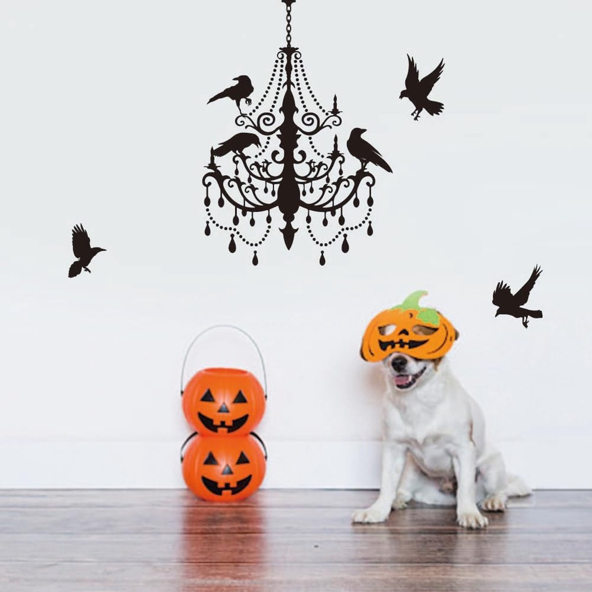 Allecto - Halloween muurstickers - gotische kroonluchter - decoratieve stickers - 96 x 60 