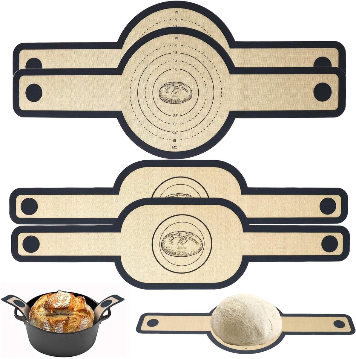 Siliconen Bakmat - Broodbakmat Herbruikbaar - Brood Bakken - Extra Lange Handgrepen - 56 x 8 cm - Grijs