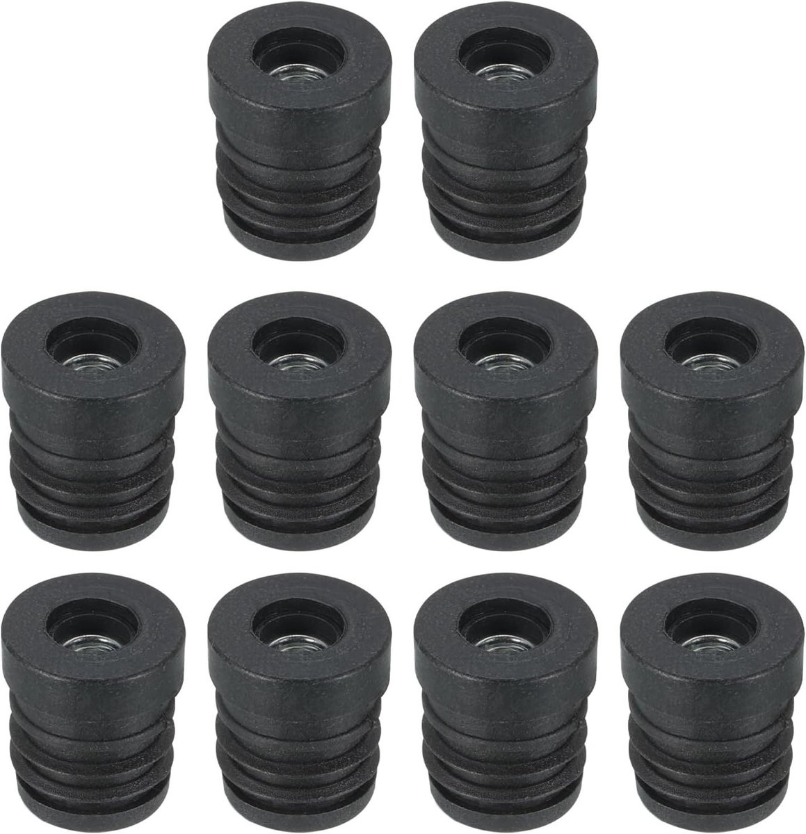 Buisdoppen met Schroefdraad - Kunststof Pluggen - Meubels Stabiliseren - Met M6 Schroefdraad - 19 mm Buitendiameter - Zwart