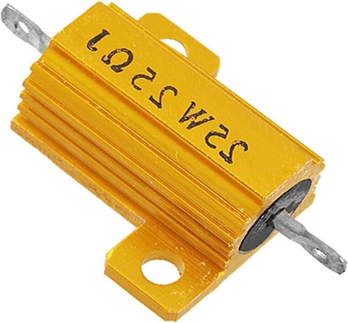 Wikkelweerstand - Weerstand met koellichaam - Vermogen afvoeren - Aluminium koellichaam - 25 ohm 25 watt - Goudkleurig