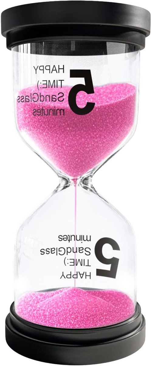 Zandloper - Zandloper timer - Tijd management - Onbreekbaar kunststof - 9.5 x 1.9 cm - Roze