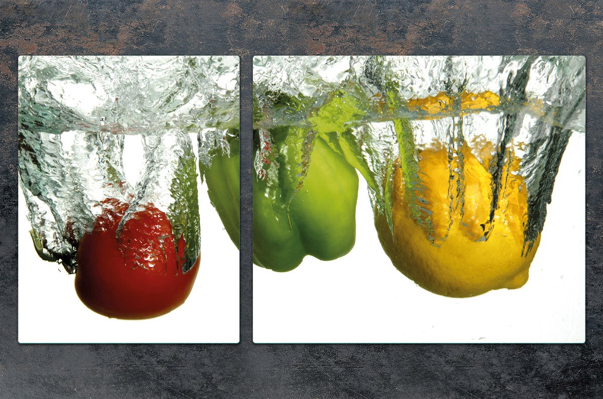 TMK ArtDeko - Snijplank van Gehard Glas - 100x52 cm - Paprika Motief