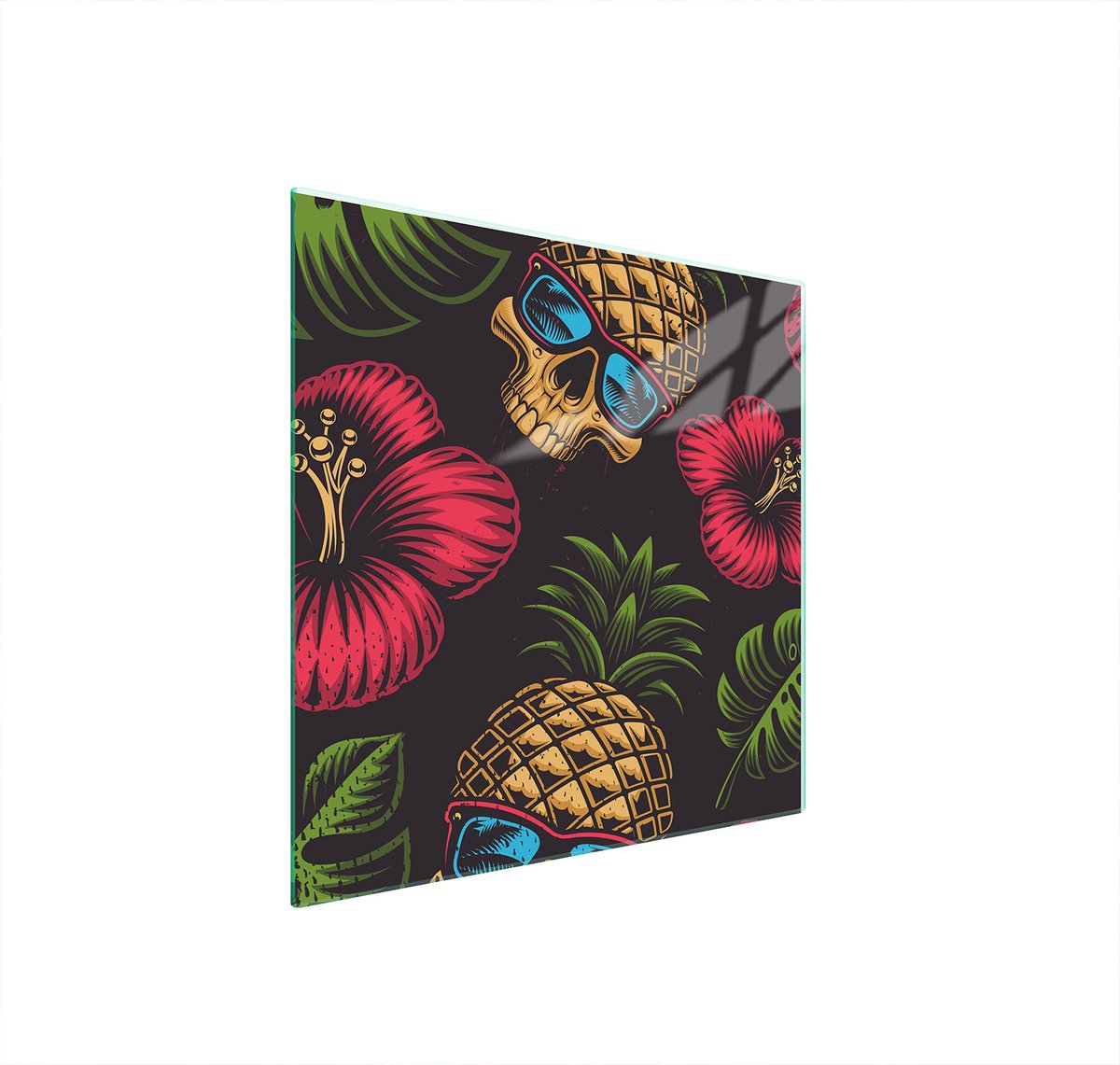 TMK ArtDeko Serie - Glazen Beschermer - 50x52cm - Ananas Thema - Veelkleurig