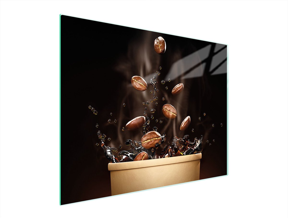 TMK ArtDeko Serie - Glazen Snijplank - 52x40 cm - Koffiemotief
