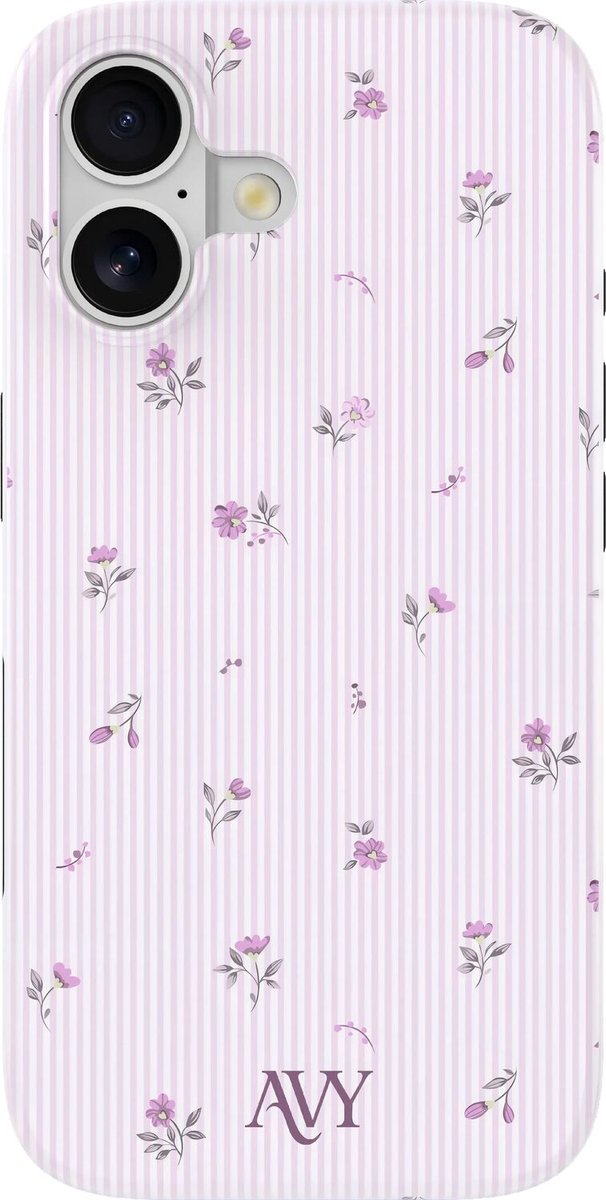 AVY Hoesje geschikt voor Apple iPhone 16 | Lila Dream | Bloemen | Paars | Hard Shell Back Cover | Compatibel met MagSafe & Qi2