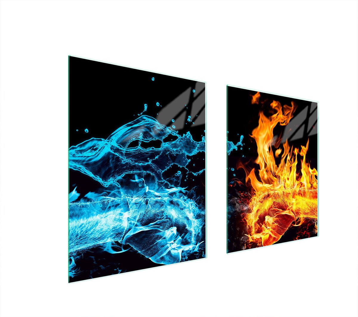 TMK ArtDeko - Glazen Beschermplaat - 85x52 cm - Vuur - Gehard Glas