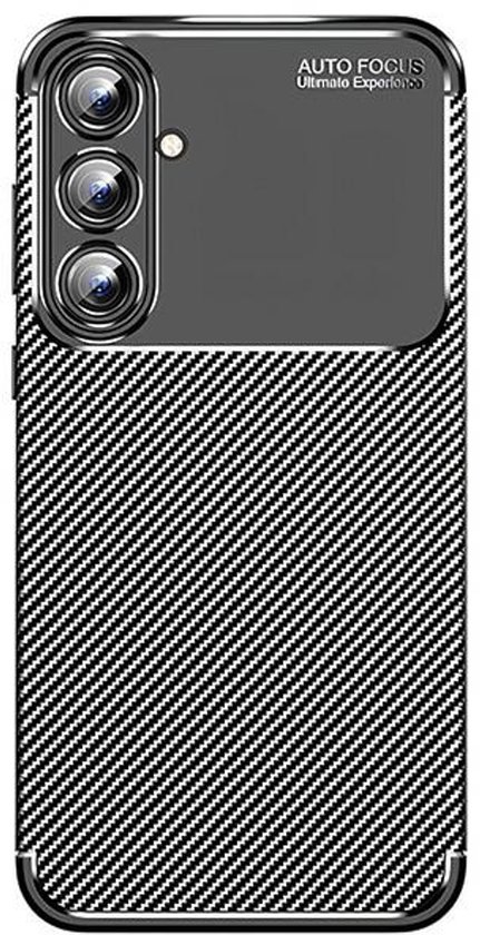 Samsung A55 5G hoesje carbon design, stevig, lichtgewicht, antislip, krasbestendig, zwarte beschermhoes