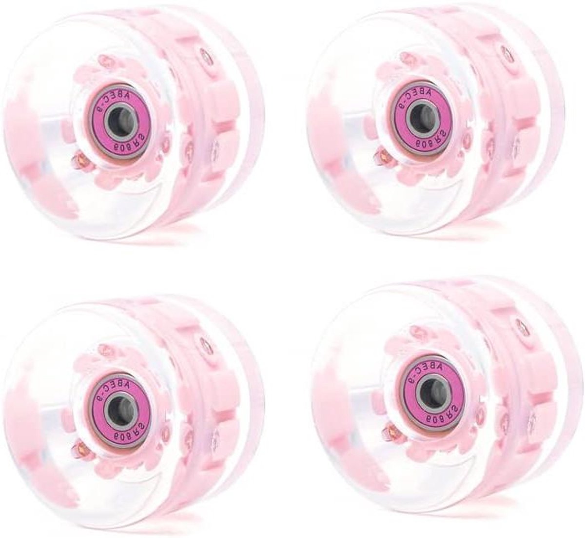Skateboard Wielen - Gloeiende Wielen - Comfortabel Cruisen - Met ABEC-9 Lagers - 65mm Set van 4 - Roze