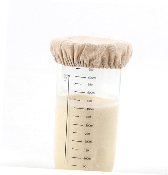 Stoffen Deksel Voor Potten - Herbruikbare Fermentatie Hoezen - Zuurdesem Starter Maken - Ademend Ontwerp - 9 x 9 cm — afbeelding 4