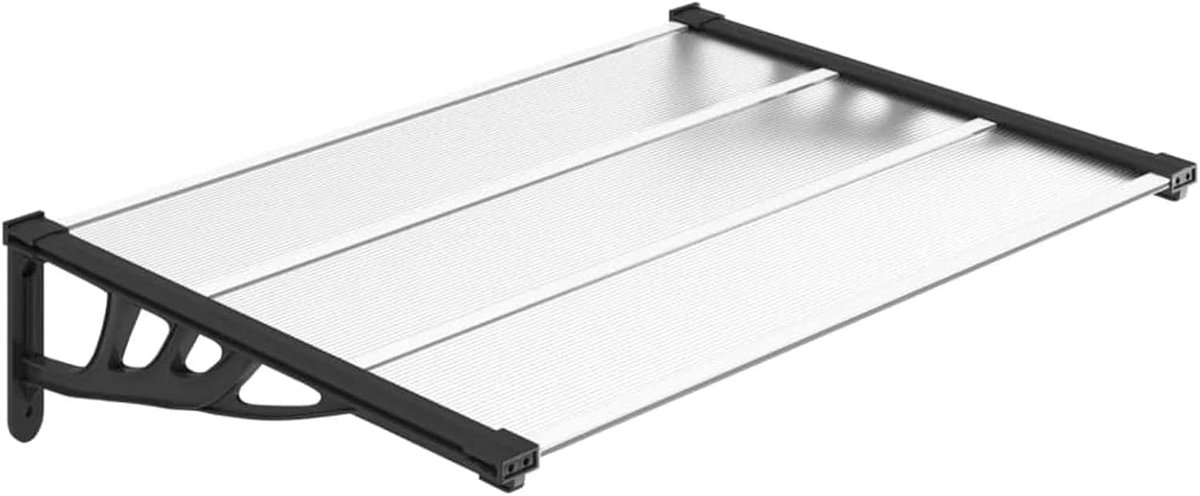Deur Overkapping - Portaal Bescherming - Buiten Leven - Robuust Frame - 122 x 90 cm - Zwart Transparant