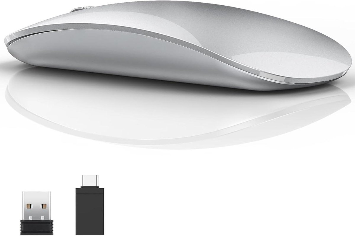 Draadloze Muis - Stille Muis - Productief Werken - Oplaadbaar Ontwerp - 10 Meter Bereik - Zilver