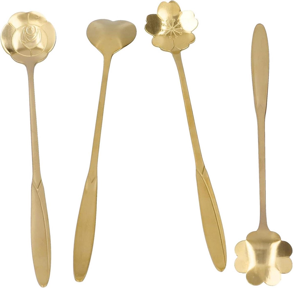 Mengkepel Set - Koffielepels Set - Dranken Roeren - Unieke Vormen - 4 Stuks - Goud