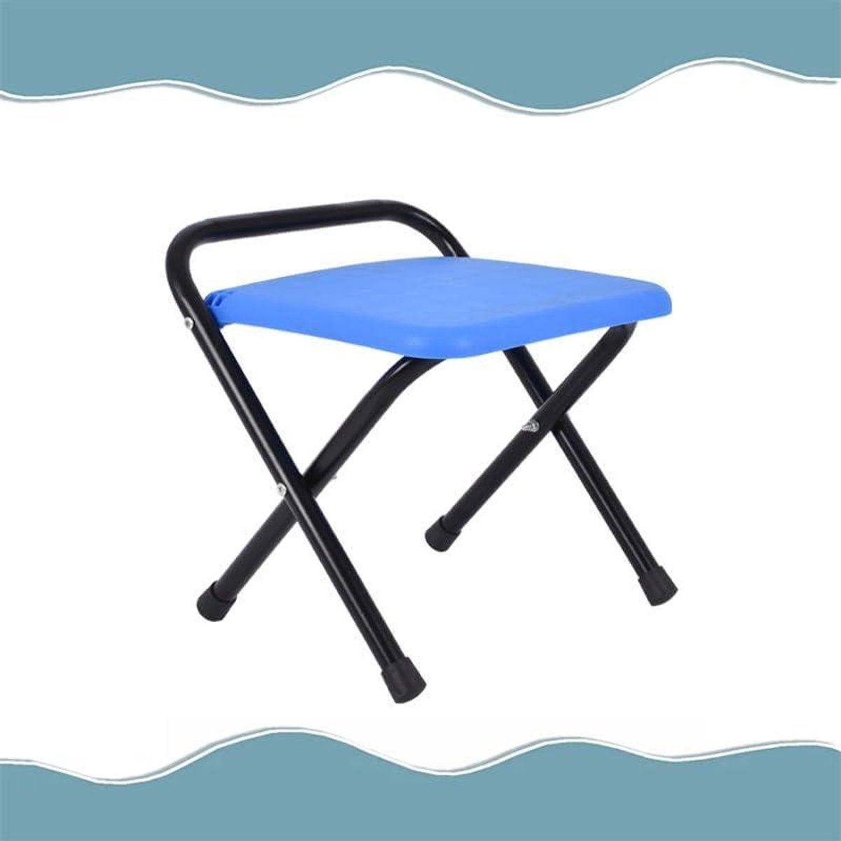 Opvouwbare Bar Kruk - Vierkante Zit - Ontbijt Keuken - Draagbaar Ontwerp - 30cm - Blauw