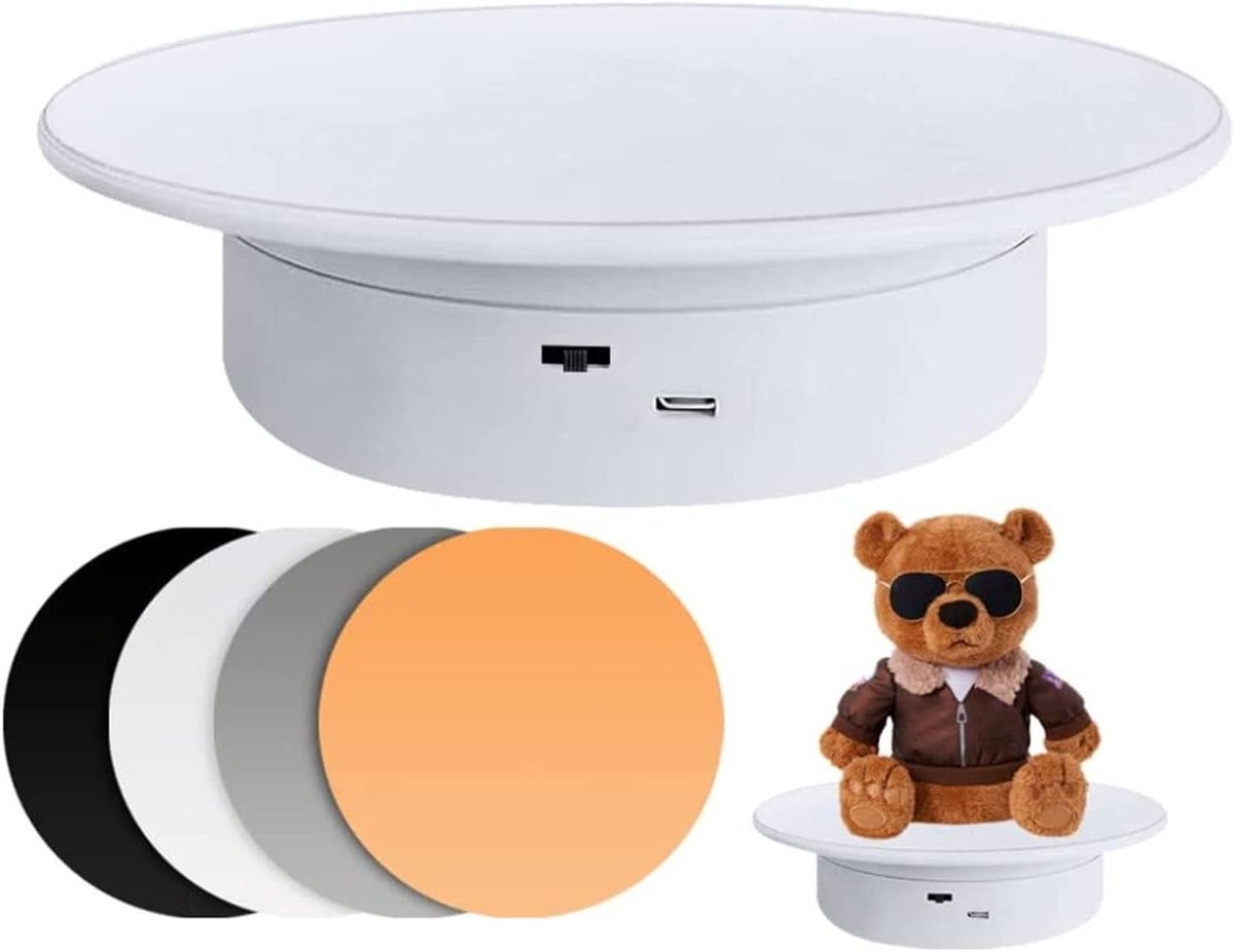 360 Graden Draaiplateau voor Productfotografie, Motorized Stand met Afstandsbediening voor Sieraden, Taarten en 3D Modellen tot 30kg