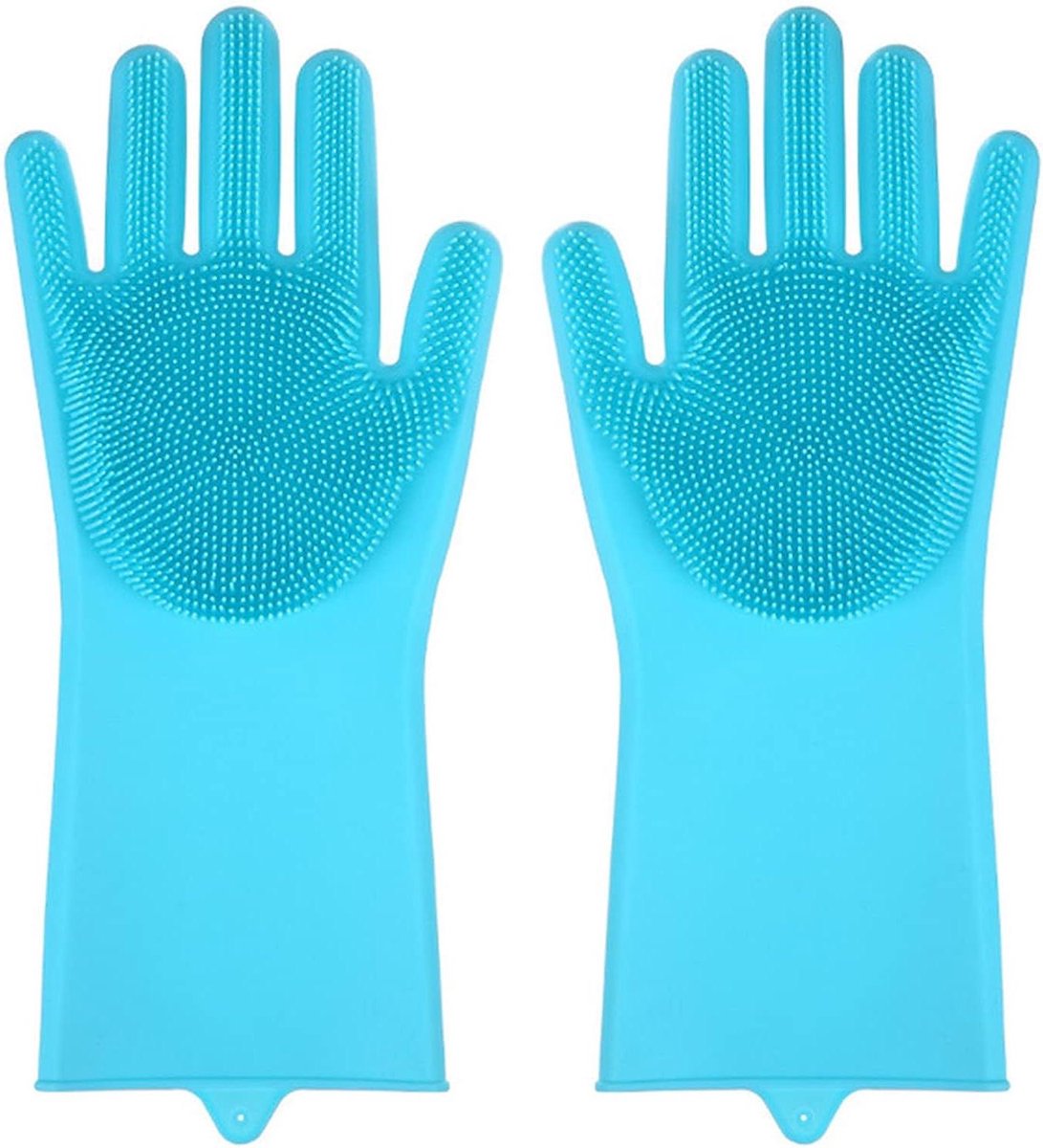 Siliconen Schoonmaakhandschoenen - Afwasborstel Handschoenen - Hygiënisch Schoonmaken - Hittebestendig & Vaatwasserbestendig - 30x14cm - Blauw