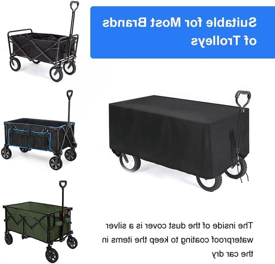 Regenhoes - Waterdichte Opvouwbare tuintrolleyhoes - 97x56x51cm - 210D Oxford Trolleyhoes - Winddicht - UV-bestendig - Stofdicht - Bescherm je Opvouwbare tuintrolleyhoes tegen UV-straling - Zwart van Merkloos — afbeelding 4