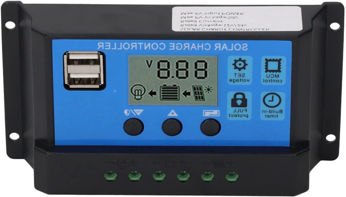 Zonne Laadregelaar - PV Controller - Energie Opslag - MPPT Tracking - 100A - Zwart