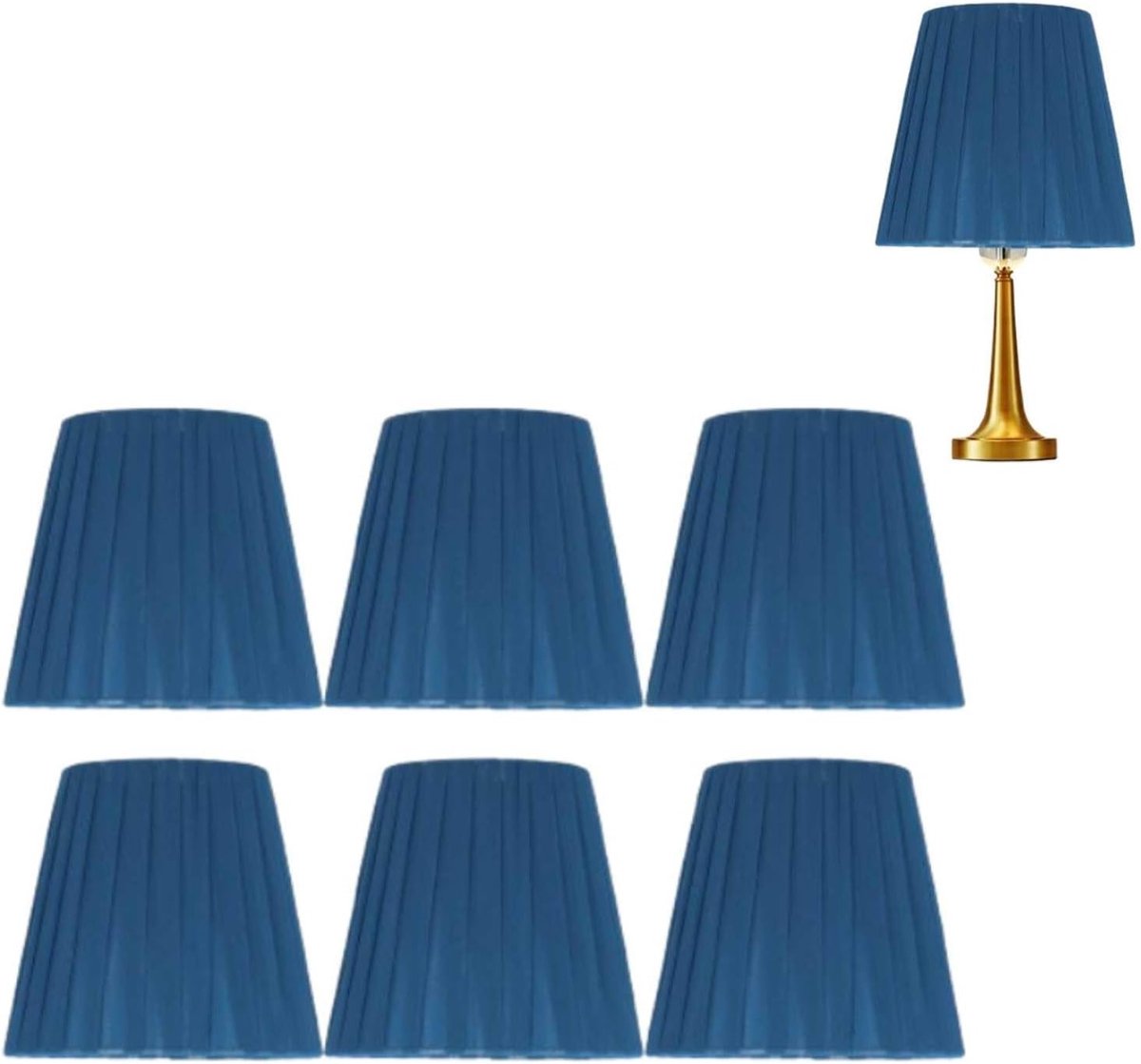 Vervangende blauwe stoffen lampenkappen, clip-on lampenkappen voor kroonluchters en tafell