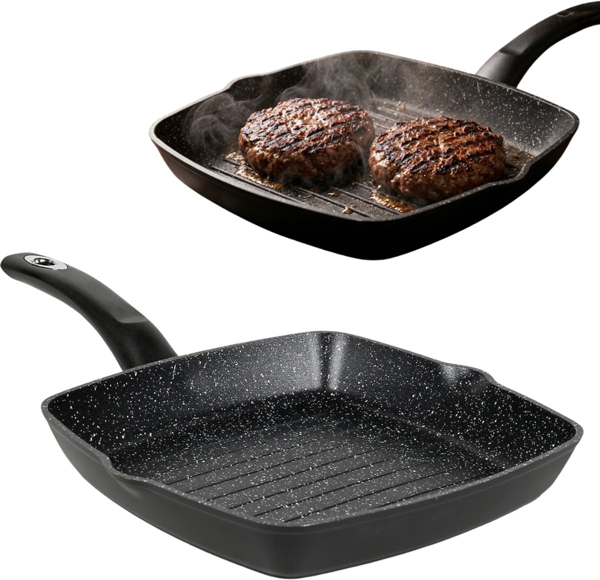 MKSS® Grillpan Inductie - Grillpannen Gietijzer - BBQ - Zwart