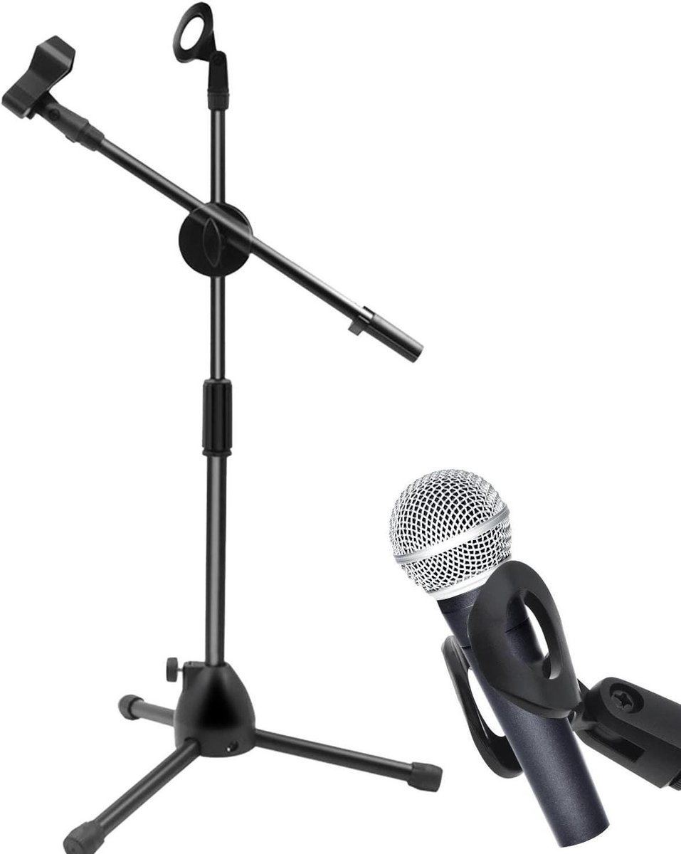 Microfoonstandaard - Vloerstatief - Muziek Opnemen - Verstelbaar Metaal - 47-80 Cm - Zwart