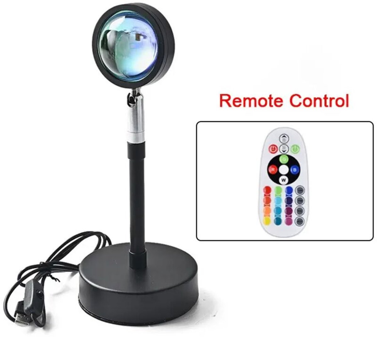 Zonsonderganglamp, LED-zonsondergangprojectielamp - 15 kleuren, decoratieve sfeerverlichtinggeschikt voor de slaapkamer, 360° draaibaar.