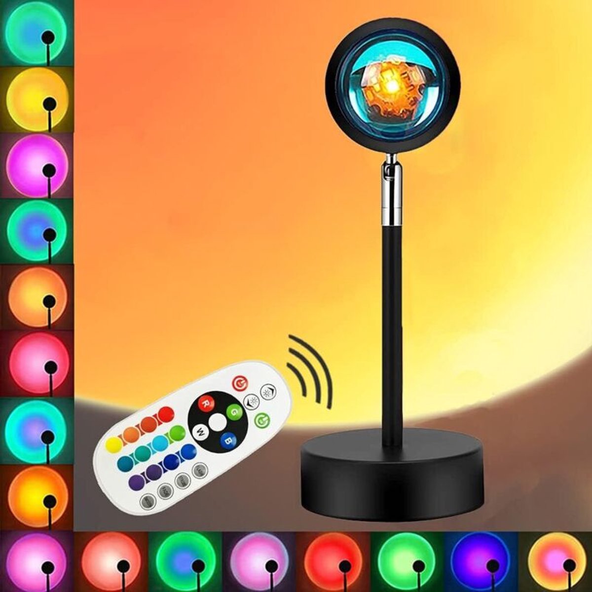 Nachtlampje, LED-zonsondergangprojectielamp, zonne-energie zonsopganglamp, decoratieve slaapkamerverlichting, RGB-slaapkamerverlichting