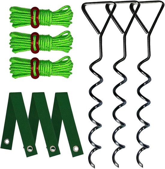 Grondanker Set - Boomanker Tentanker - Buiten Stabiliseren - Zelfborende Punt - 40 cm - Lichtgroen