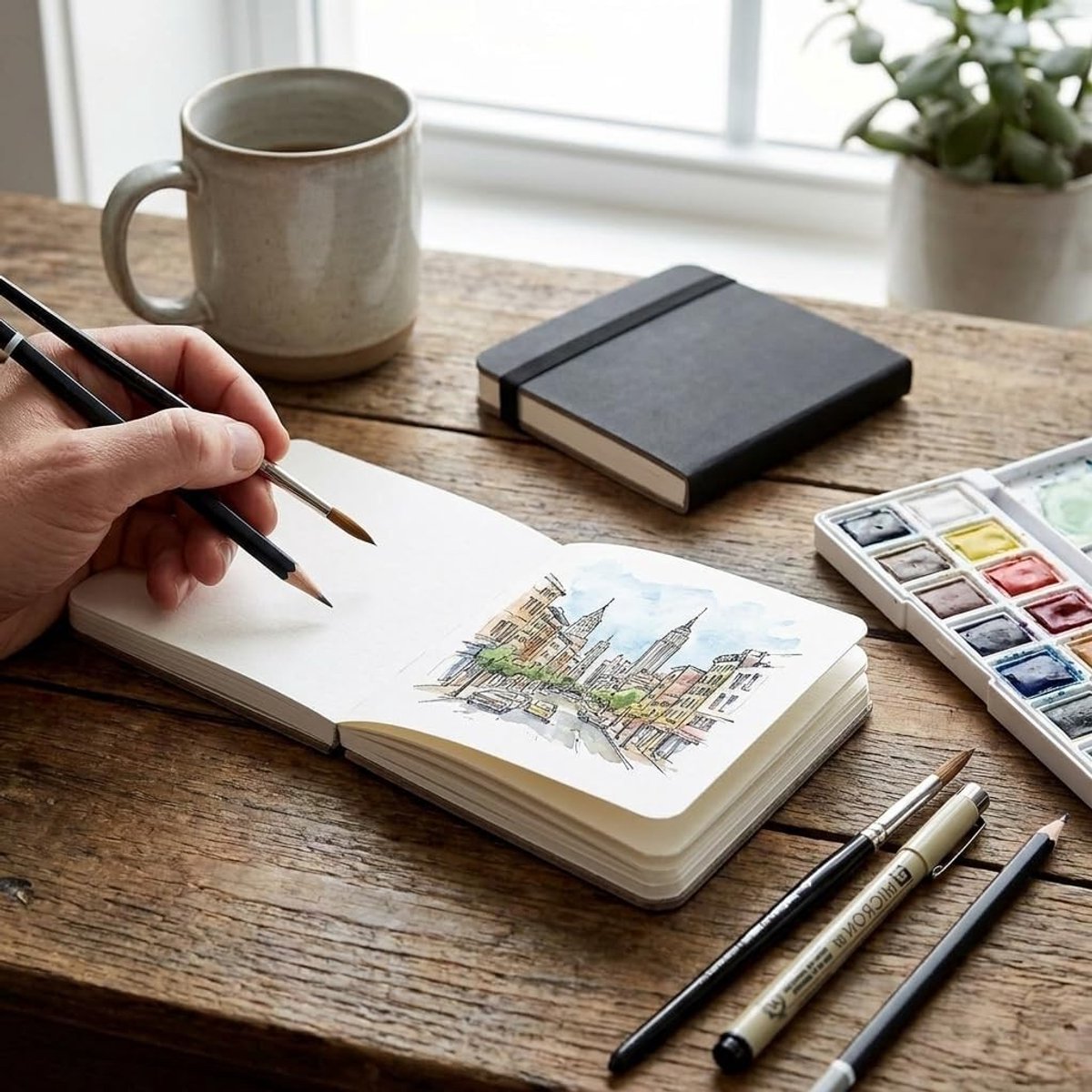 Creatief Schetsboek met Zachte Kaft voor Inkt, Waterverf en Potloden - Ideaal voor Kunstenaars en Hobbyisten