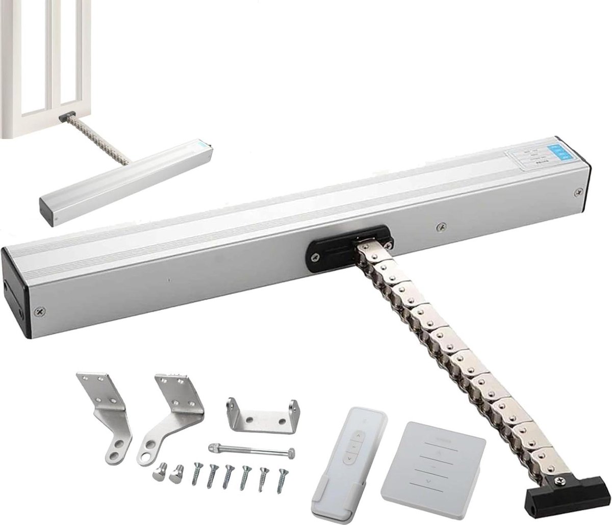 Automatische raamopener - Elektrische opener - Ventilatie regelen - Dubbele ketting - 300-1000 mm slag - Zilver